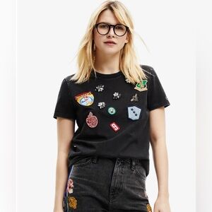 NWT Desigual Horizonte T-Shirt With Check Shirt Detail